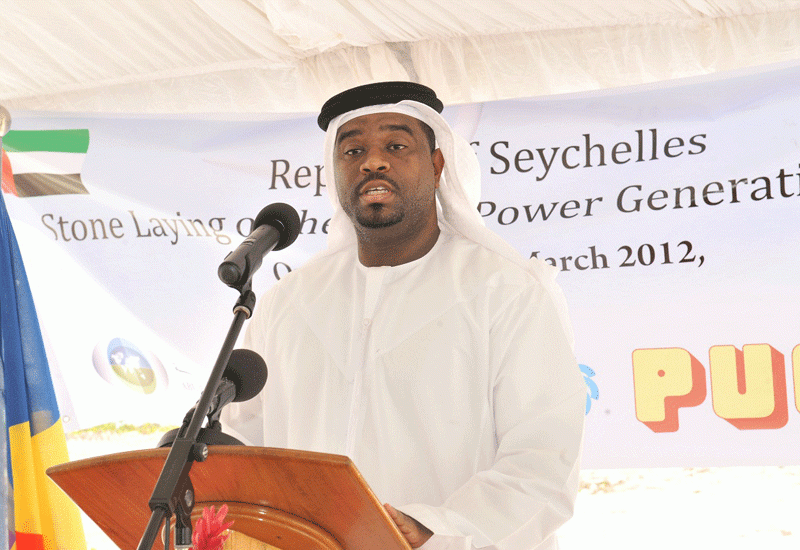 Bader Al Lamki, Director, Masdar Carbon, at the ground breaking ceremony of the 6MW wind farm at Seychelles today. Bader Al Lamki, Director, Masdar Carbon, at the ground breaking ceremony of the 6MW wind farm at Seychelles today.