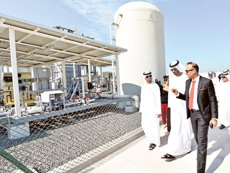Dr Sultan Al Jaber and Suhail Al Mazroui, Minister of Energy, take a tour of the Masdar Renewable Energy Desalination Pilot Plant after its inauguration Dr Sultan Al Jaber and Suhail Al Mazroui, Minister of Energy, take a tour of the Masdar Renewable Energy Desalination Pilot Plant after its inauguration