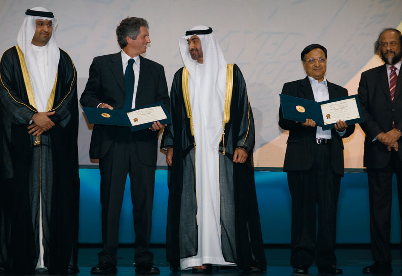 Masdar officials with Mohammed bin Zayed Al Nahyan, crown prince of the UAE, at last year's Zayed Future Energy Prize. Masdar officials with Mohammed bin Zayed Al Nahyan, crown prince of the UAE, at last year's Zayed Future Energy Prize.