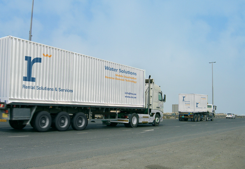 A set of RSS containerised reverse osmosis desalination plants is heading to its destination. A set of RSS containerised reverse osmosis desalination plants is heading to its destination.