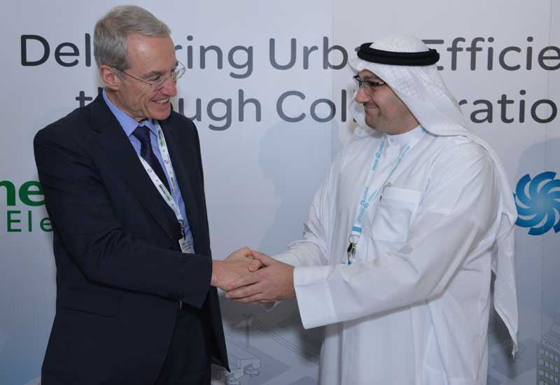 Mohammed Al Ramahi, COO of Masdar with Michel Crochon, executive VP, Schneider Electric Mohammed Al Ramahi, COO of Masdar with Michel Crochon, executive VP, Schneider Electric