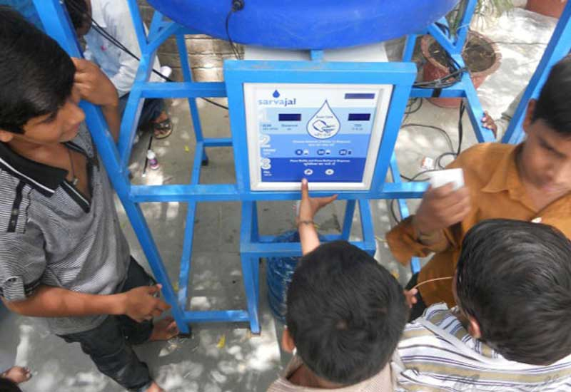 Customers simply swipe a prepaid smart card at the ATM to collect their water Customers simply swipe a prepaid smart card at the ATM to collect their water