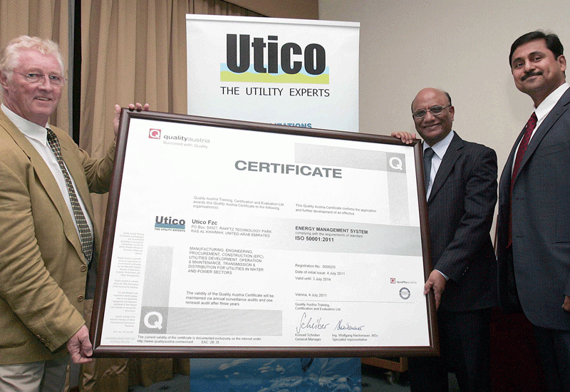 Jack Mollisson of Quality Austri presents ISO certificate to CEO Ravi Bondada and MD Richard Menezes. Jack Mollisson of Quality Austri presents ISO certificate to CEO Ravi Bondada and MD Richard Menezes.