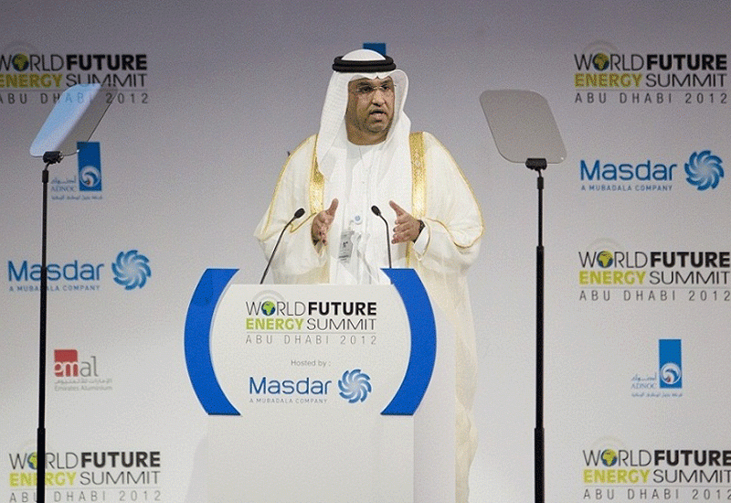 Dr Sultan Ahmed Al Jaber CEO of Masdar makes opening remarks at the World Future Energy Summit. Dr Sultan Ahmed Al Jaber CEO of Masdar makes opening remarks at the World Future Energy Summit.