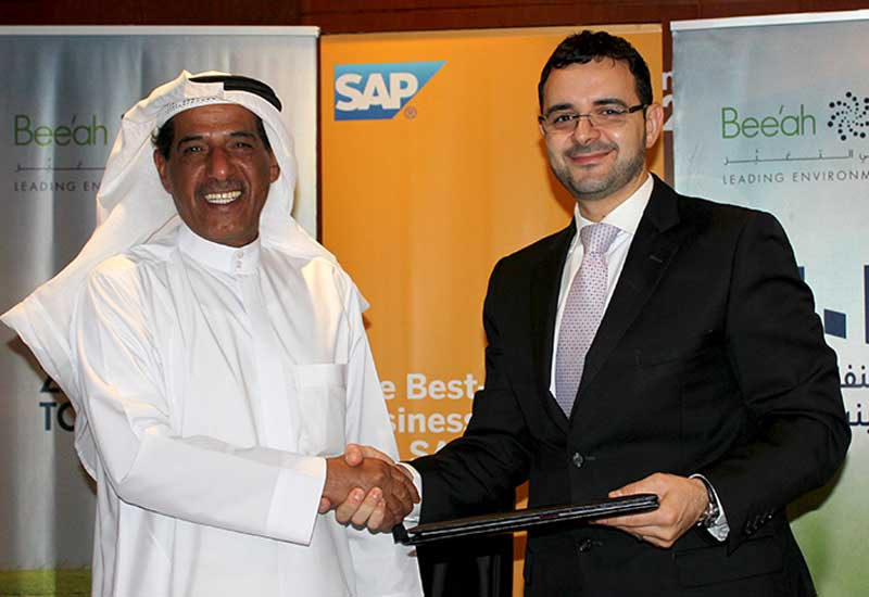 Bee'ah chairman Salim Al Owais (L) with Sam Alkharrat, Managing Director, SAP MENA Bee'ah chairman Salim Al Owais (L) with Sam Alkharrat, Managing Director, SAP MENA