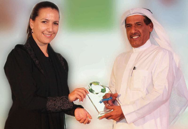 Salim Bin Mohammed Al Owais, chairman, Bee?ah, receives an award at the Green Middle East Exhibition and Forum Salim Bin Mohammed Al Owais, chairman, Bee?ah, receives an award at the Green Middle East Exhibition and Forum