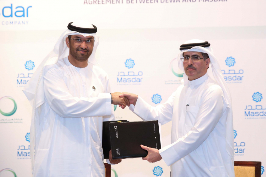 Saeed Mohammed Al Tayer, MD & CEO of DEWA (right) with Dr Sultan Ahmed Al Jaber, UAE Minister of State and Chairman of Masdar after signing the PPA agreement Saeed Mohammed Al Tayer, MD & CEO of DEWA (right) with Dr Sultan Ahmed Al Jaber, UAE Minister of State and Chairman of Masdar after signing the PPA agreement