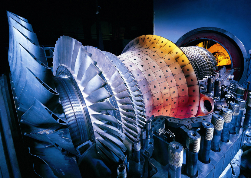 A Siemens gas turbine. A Siemens gas turbine.
