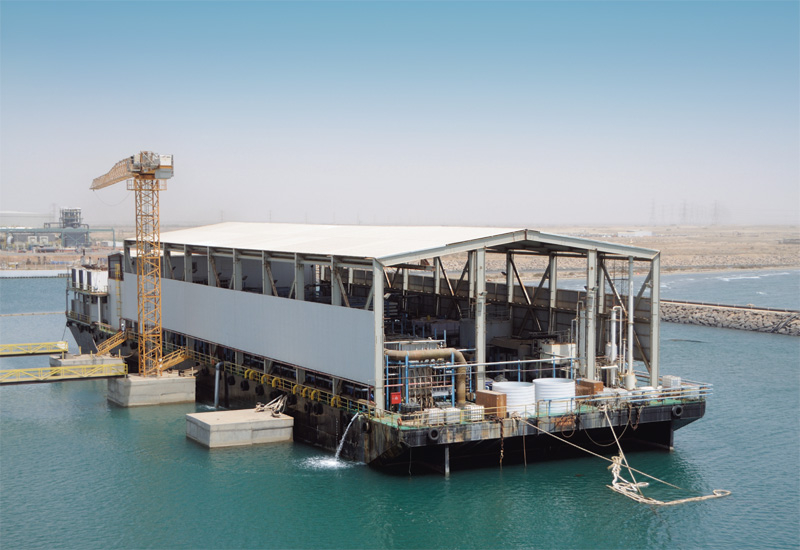 ACWA have commissioned two desalination barges near the Shuaibah III plant, desalinating 50,000 cubic meters of water per day. ACWA have commissioned two desalination barges near the Shuaibah III plant, desalinating 50,000 cubic meters of water per day.