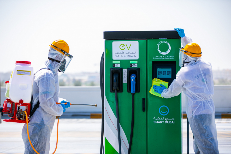 EV charger, DEWA, Disinfection EV charger, DEWA, Disinfection