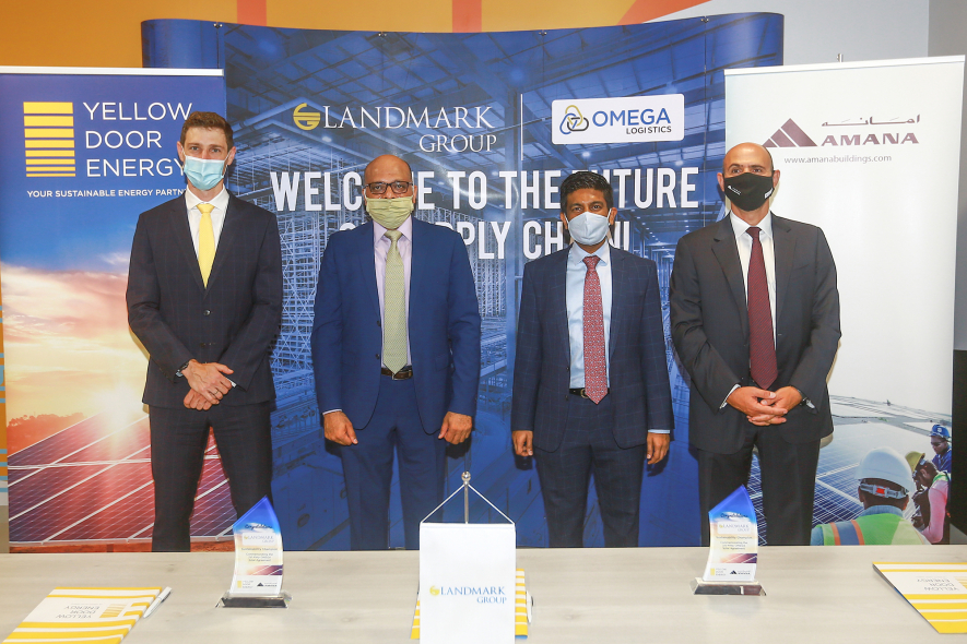The signing ceremony at Landmark Group’s OMEGA DC Warehouse in JAFZA, Dubai The signing ceremony at Landmark Group’s OMEGA DC Warehouse in JAFZA, Dubai